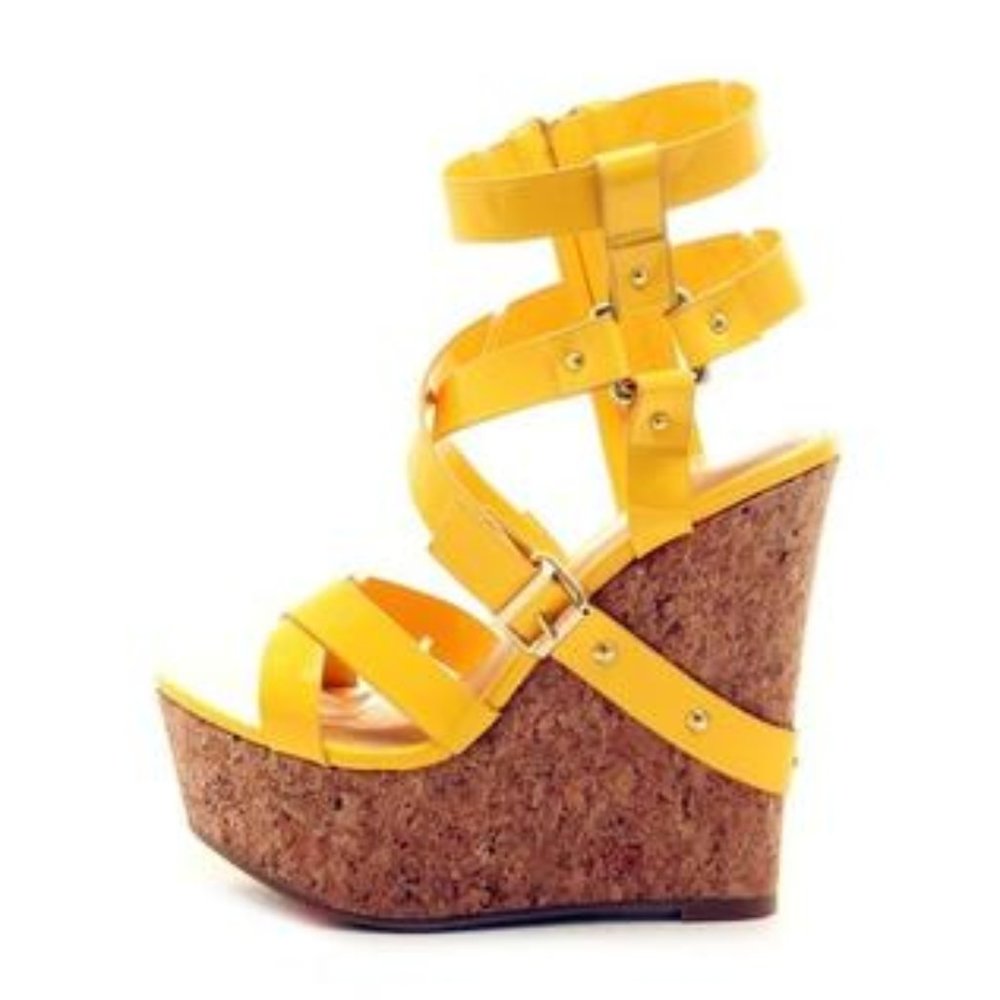 Shoe Republic LA Strappy Yellow Platform Sandal